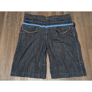 Marithe Francois Girbaud Denim‎ Shorts Blue Accent Waist Size 42